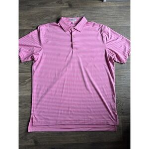 Peter Millar Men's Summer Comfort‎ Performance Striped Pink Blue Polo Shirt XL